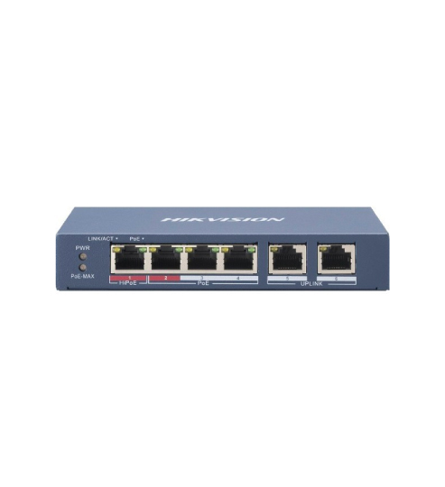 SWITCH 4 PUERTOS 10/100 MBPS POE (1 PUERTO HI POE) ,2 PUERTO UPLINK  10/100 MBPS