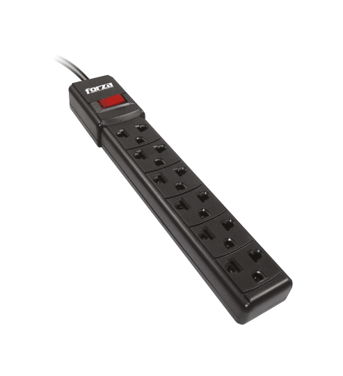 REGLETA NEGRA 6 TOMAS CABLE 90 CM